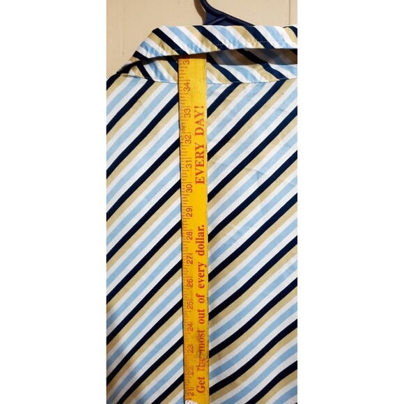 3XL Striped Button Down Shirt White Blue Gold, Fubu x Sean John, Embroidered - Picture 13 of 14
